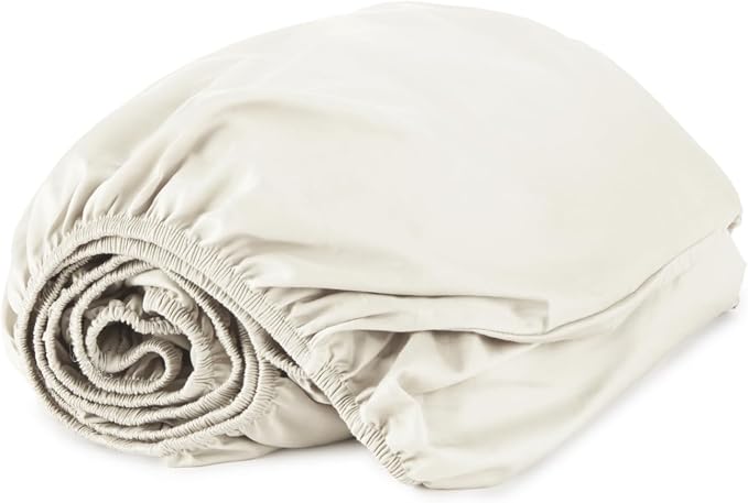 Organic King Fitted Sheet Only Deep Pocket - 100% Organic Cotton Sheets with Soft Breathable 500 Thread Count Sateen Weave GOTS & Fairtrade Certified - Fitted Bed Sheets Only (Natural, King)