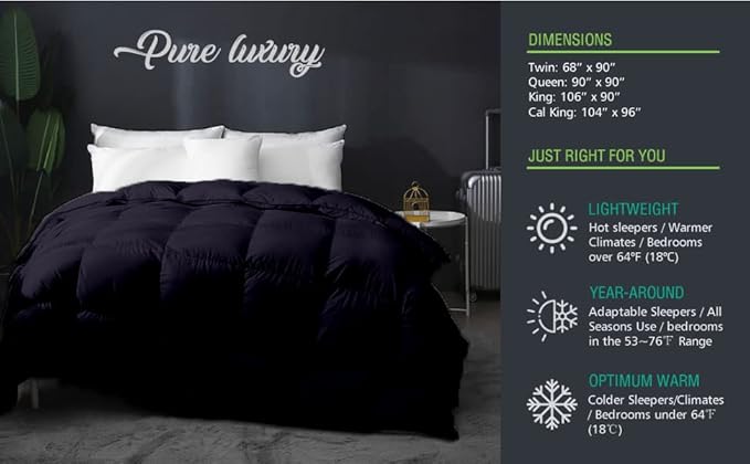 9.8 NEWTON Eco Friendly Oversized King Comforter 120x132 Down Alternative for All Season,Navy Blue Quilted Duvet Insert with All Side Corner Tabs Microfiber Silicon Mix 700+ Fill Power Comforter