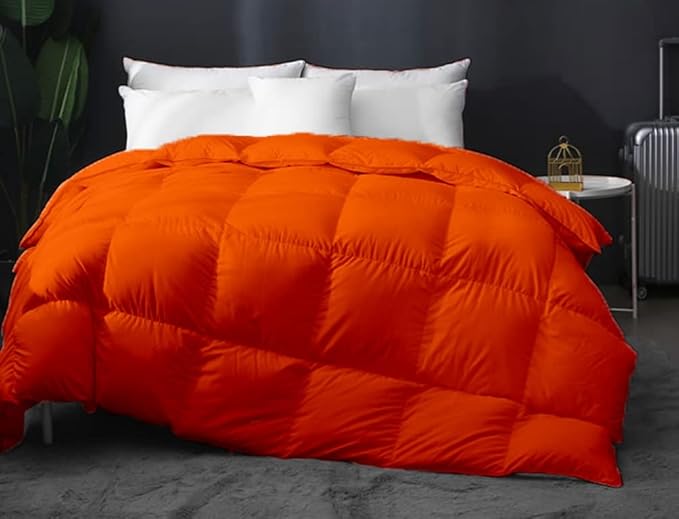 9.8 NEWTON Eco Friendly 120x128 Oversized King Plus Eco Friendly All Season Down Alternative Comforter, Orange Box Sttiched Thick with Corner Tabs 100% Microfiber Cotton Cover, Fluffy
