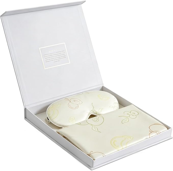 ZIMASILK 22 Momme Silk Pillowcase for Hair and Skin - 100% Pure Mulberry Silk with Hidden Zipper, Grade 6A Luxury Pillow Case, Gift Box, Comes with Pillowcase Mask (Queen 20"x30" Ivory Fruit)