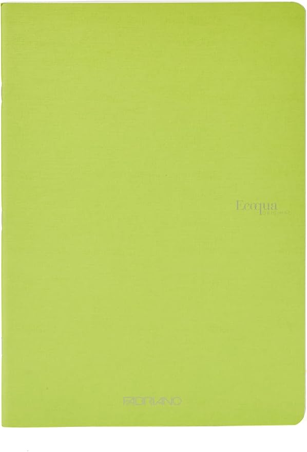 Fabriano Ecoqua Original Staple-Bound Notebook, 5.8" x 8.3", A5, Lined, 40 Sheets, Lime