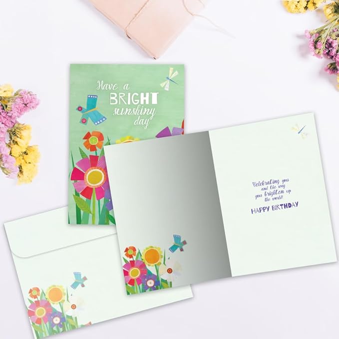 Tree-Free Greetings - Birthday Cards - Artful Designs - 8 Assorted Cards + Matching Envelopes - Made in USA - 100% Recycled Paper - 5 x 7 - Summer Days (GA60284)