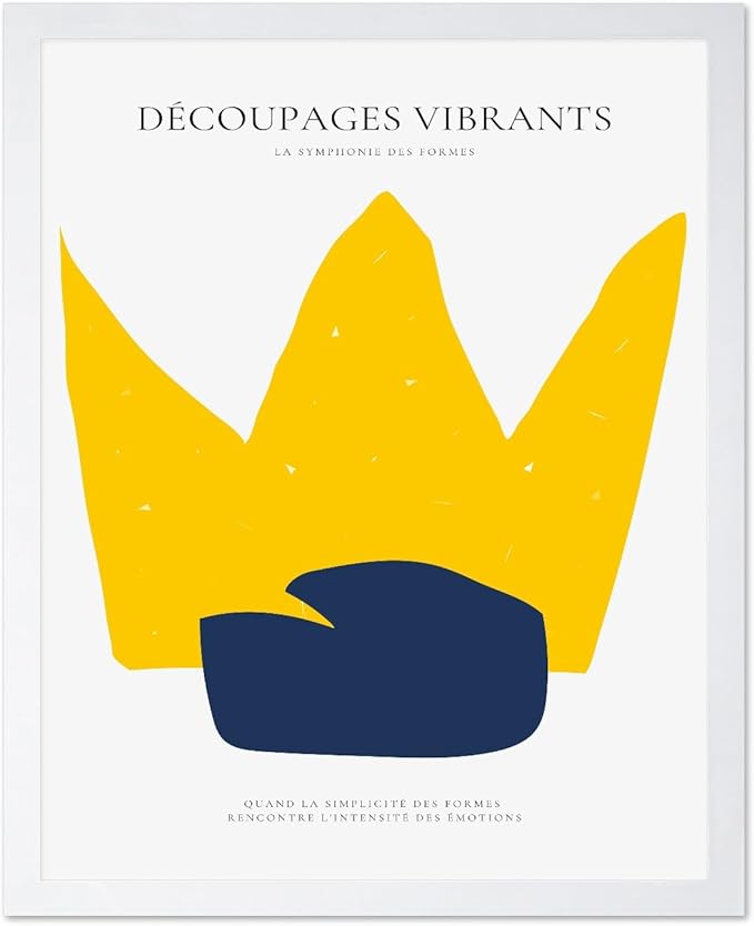 Monem Art Minimalist Crown Silhouette Print - Modern Abstract Shape Poster - Wall Decor for Living Room, Bedroom or Office - 16x20 White Framed Wall Art by Rs Lab Studio