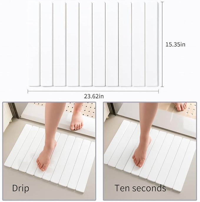 Dish Drying Stone Mat | Large Stone Drying Mat for Kitchen Counter | Premium Diatomaceous Earth Mat for Dishes | Non-Slip Kitchen Sink Mat | Fast-Absorbing, Eco-Friendly | 23" x 15.5" (Pearl)