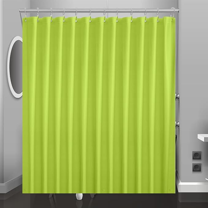 Lime Green Plastic Shower Curtain Or Liner, 72x72 Inch Lightweight Plastic Bathroom Shower Showroom Inner Curtain with Rustproof Metal Grommet Holes and Weighted Magnets
