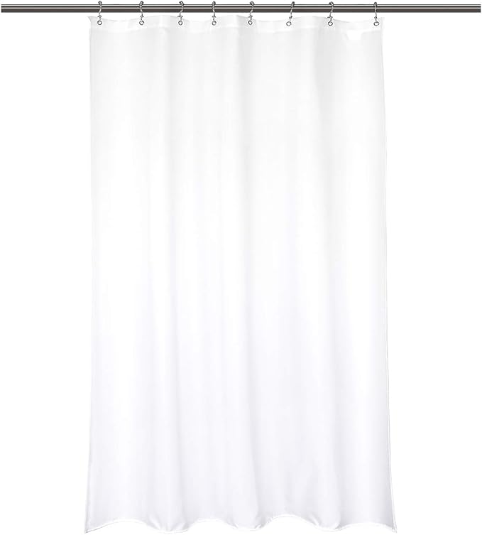 Barossa Design Waterproof Fabric Stall Shower Curtain Liner Microfiber 48" W x 72" H - Hotel Quality, Machine Washable, White Shower Liner for Bath Tub, 48x72