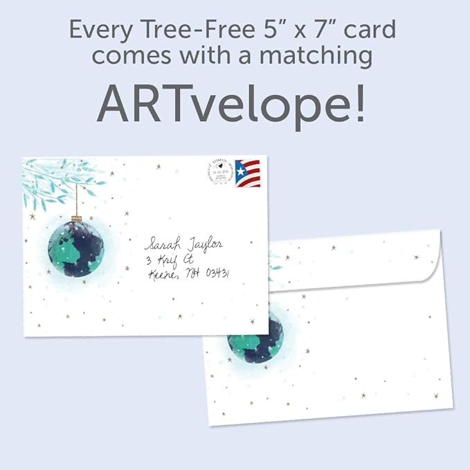 Tree-Free Greetings - Season's Greeting Cards - Artful Designs - 10 Cards + Matching Envelopes - Made in USA - 100% Recycled Paper - 5 x 7 - World Peace (AHB1314)