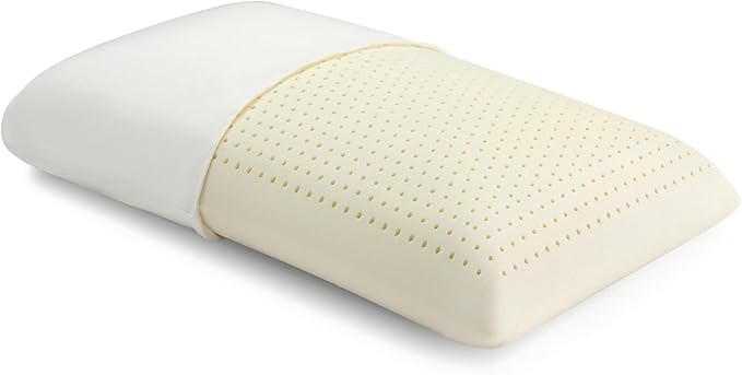 100% Natural Talalay Latex Pillow for Sleeping with Removable Cotton Cover, Premium Soft Bed Pillow Helps Relieve Pain and Pressure, Suitable for Side Back or Stomach Sleepers (Queen (Firm))