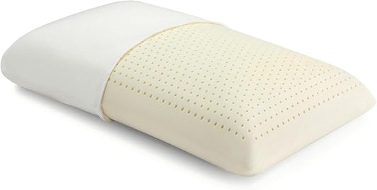 100% Natural Talalay Latex Pillow for Sleeping with Removable Cotton Cover, Premium Soft Bed Pillow Helps Relieve Pain and Pressure, Suitable for Side Back or Stomach Sleepers (Queen (Mid Loft))