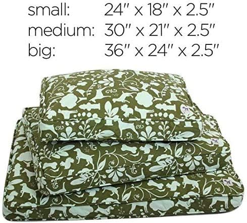 Molly Mutt Sheepy Wool Crate Mat - 100% Cotton Canvas Cover with Temperature-Regulating 100% Natural Wool-Filled Insert Dog Bed - Soft & Supportive Wool-Filled Bed - (24"x18"x2.5", Everywhere)