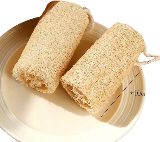 Natural Egyptian Loofah Sponge (2-Pack) - Exfoliating Body Scrubber for Women & Men, Organic Plant-Based Bath Sponge for Face, Body & Back Cleaning - Gentle Exfoliation for Soft Skin