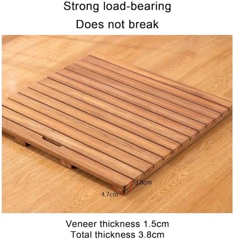 Teak Shower Mat Foldable Luxury Wooden Non-Slip Wood Bath Mat for Bathroom Bathtub Indoor Outdoor,Bamboo Shower Mat Non Slip Customizable Bath Mat Wooden Shower Caddy Absorbent Solid Wood Sh
