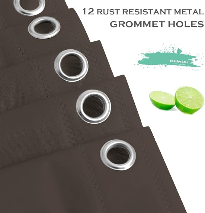 Taupe Plastic Shower Curtain Or Liner, 72x72 Inch Lightweight Brown Plastic Bathroom Shower Showroom Inner Curtain with Rustproof Metal Grommet Holes and Weighted Magnets