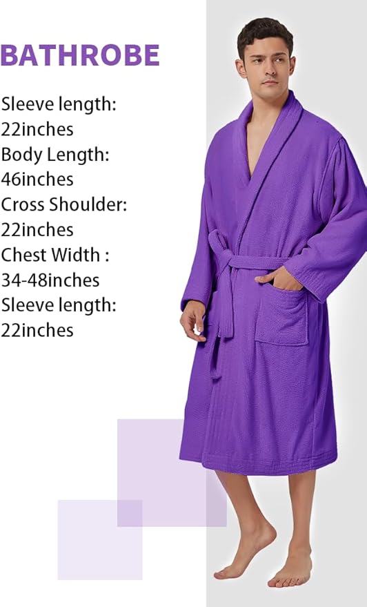 ZABER Bathrobe Mens,Pure Cotton Robe for Men,Thick Terry Cloth Bathrobe,Luxury Long Combed Men's Cotton Robe