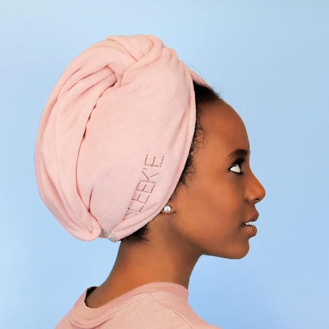 Sleek'e Microfiber Hair Wrap | Ultra Absorbent and Soft Anti-Frizz Quick Dry Hair Turban Twist Towel for Drying Thick, Curly, and Long Hair (Millenial Pink)