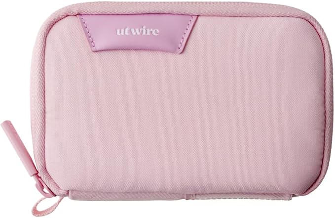 Folio Mini Tech Gear Pouch with Label Identification for Travel, Gym, Work Organizer for Cables Chargers, Electronic Accessories (Pale Pink)