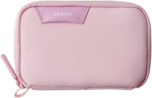 Folio Mini Tech Gear Pouch with Label Identification for Travel, Gym, Work Organizer for Cables Chargers, Electronic Accessories (Pale Pink)