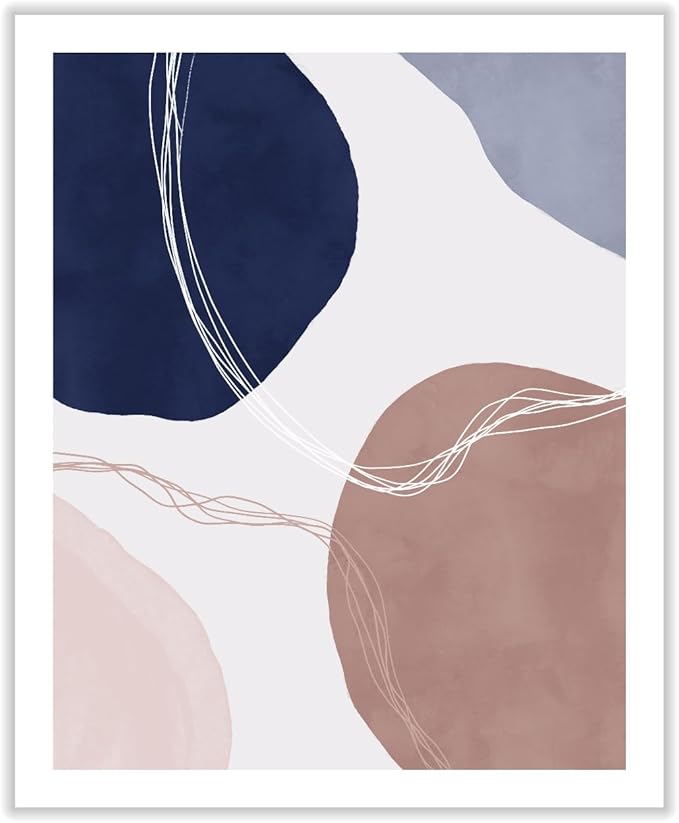 Monem Art Abstract Organic Shapes Print - Scandinavian Blue Geometric Poster - Wall Decor for Living Room, Bedroom or Office - 18x24 ROLLED CANVAS Wall Art by Mareike Bohmer