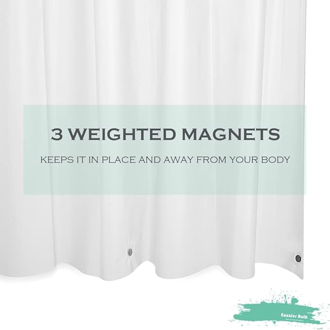 Frosted Plastic Shower Curtain Liner, 72x72 Inch Lightweight Translucent Plastic Bathroom Shower Showroom Inner Curtain with Rustproof Metal Grommet Holes and Weighted Magnets