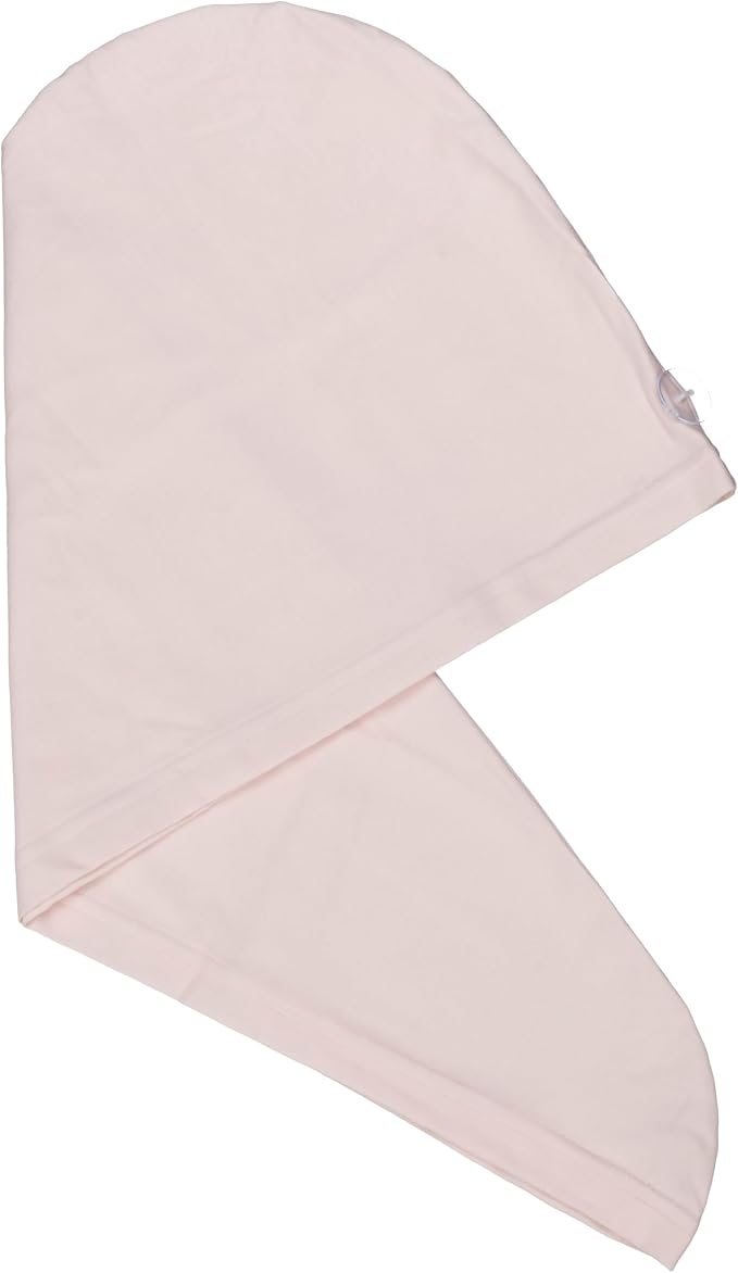 T-Shirt Hair Plopping Towel for All Textures - Cotton Blend Water Absorption Turban with Secure Button - Moisture Gentle Styling and Setting Wrap - Pink