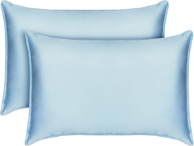 Tafts Pillow Cases Queen Size - Pure 100% Viscose Derived from Bamboo Luxuriously Soft, Silky, Cooling, Double Stitched, Envelope Closure (2 Pillowcases, Sky Blue)