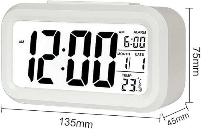 TXY LED Digital Alarm Clock Backlight Snooze Mute Calendar Desktop Electronic Bcaklight Table Clocks Desktop Clock (White)