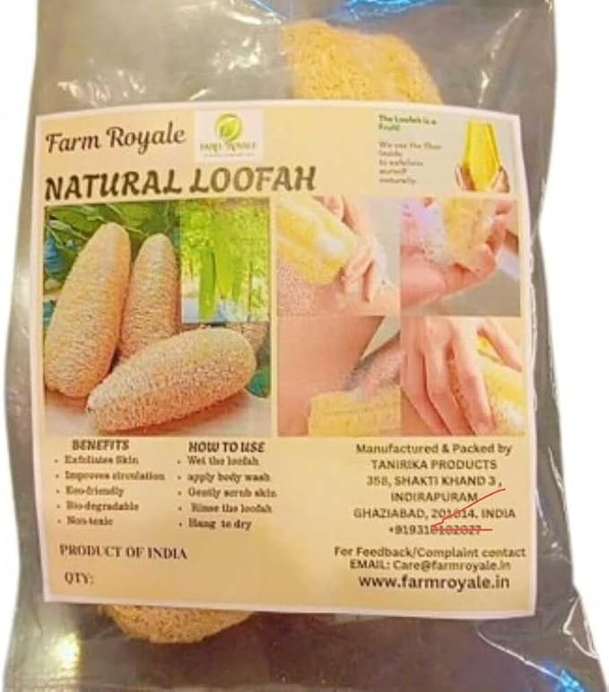 Organic Loofah Sponge 5 Pack – 100% Natural Body Scrubber Set | Eco-Friendly, Biodegradable Bath Sponges for Shower & Exfoliation