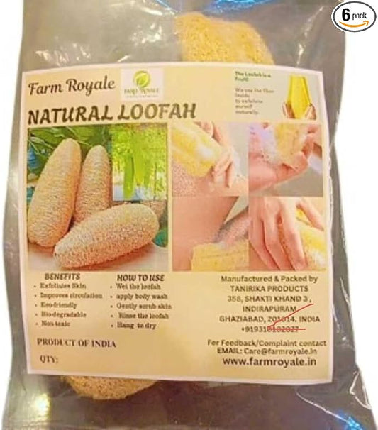 Organic Loofah Sponge 6 Pack – 100% Natural Body Scrubbers for Bath & Shower | Eco-Friendly, Biodegradable Exfoliating Sponges