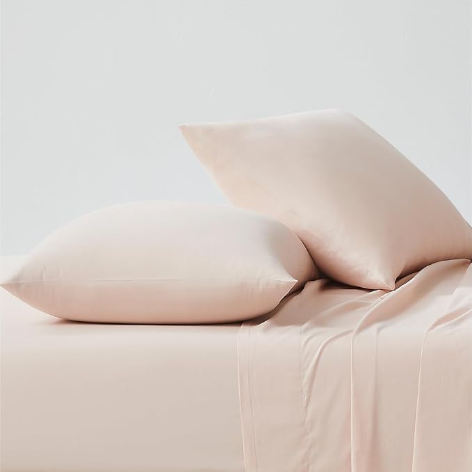 Linen Closet Luxury Cotton 144 Thread Count Organic Cotton Standard Pillowcases, Set of 2, Light Pink