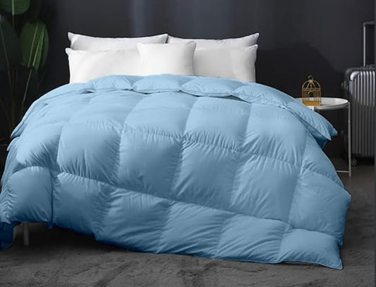 Eco Friendly Super Soft 120x98 Oversized King Down Alternative Comforter, Light Blue Box Pleated Thick 1000-TC Duvet Insert with 100% Cotton Cover, Fluffy King Comforter for All Season