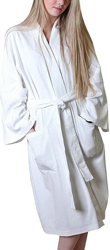 Women's Bathrobe Spa Robe, 100% Organic Cotton, Lightweight Super Soft Travel & Eco-Friendly (6 Colors)