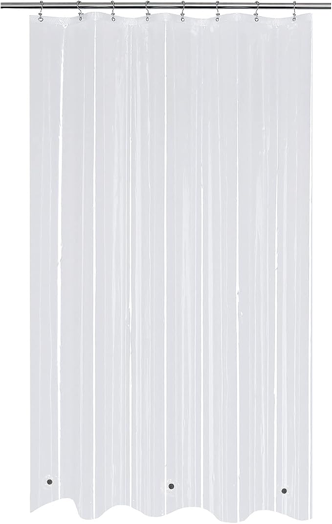 Mrs Awesome PEVA Shower Curtain Liners with 3 Magnets, Water Proof 54 inch Plastic Shower Liner for Bathroom or Shower Stall, Clear, 54x72