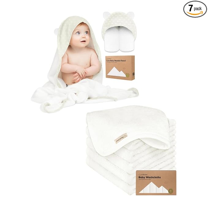 KeaBabies Baby Hooded Towel and Baby Washcloths - Baby Towel Baby Towels and Washcloths for Baby Girls and Baby Boys