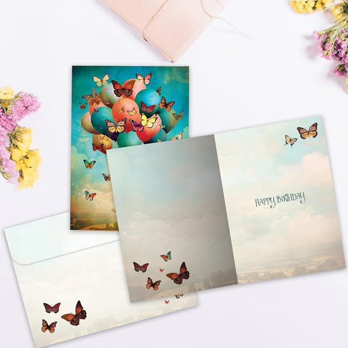Tree-Free Greetings - Birthday Card - Artful Designs - 1 Card + Matching Envelope - Made in USA - 100% Recycled Paper - 5 x 7 - Happiness Balloons (GO69860)