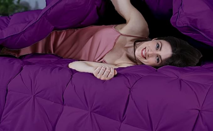 Hypoallergenic 1000-TC Pinch Pleated Down Alternative Comforter Oversized King Plus (128x120) 5-Pc ( 1pc Comforter & 2 pcs Pillow Covers ), 650 GSM & All Side Corner Tabs 100% Egyptian Cotton