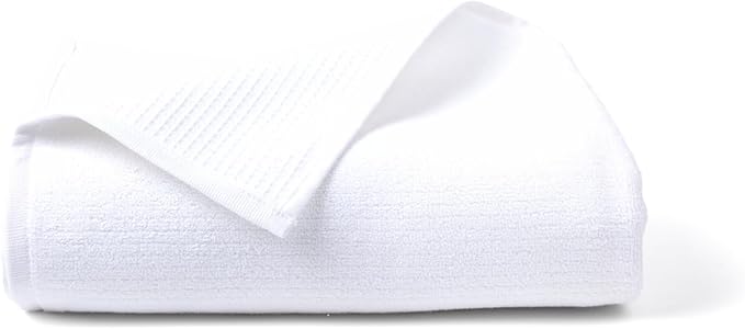100% Organic Cotton Bath Towel | Luxury 650 GSM Beach & Spa Towels | Soft Large Quick Dry Towel for Bathroom | Waffle Terry Weave | White 35x60