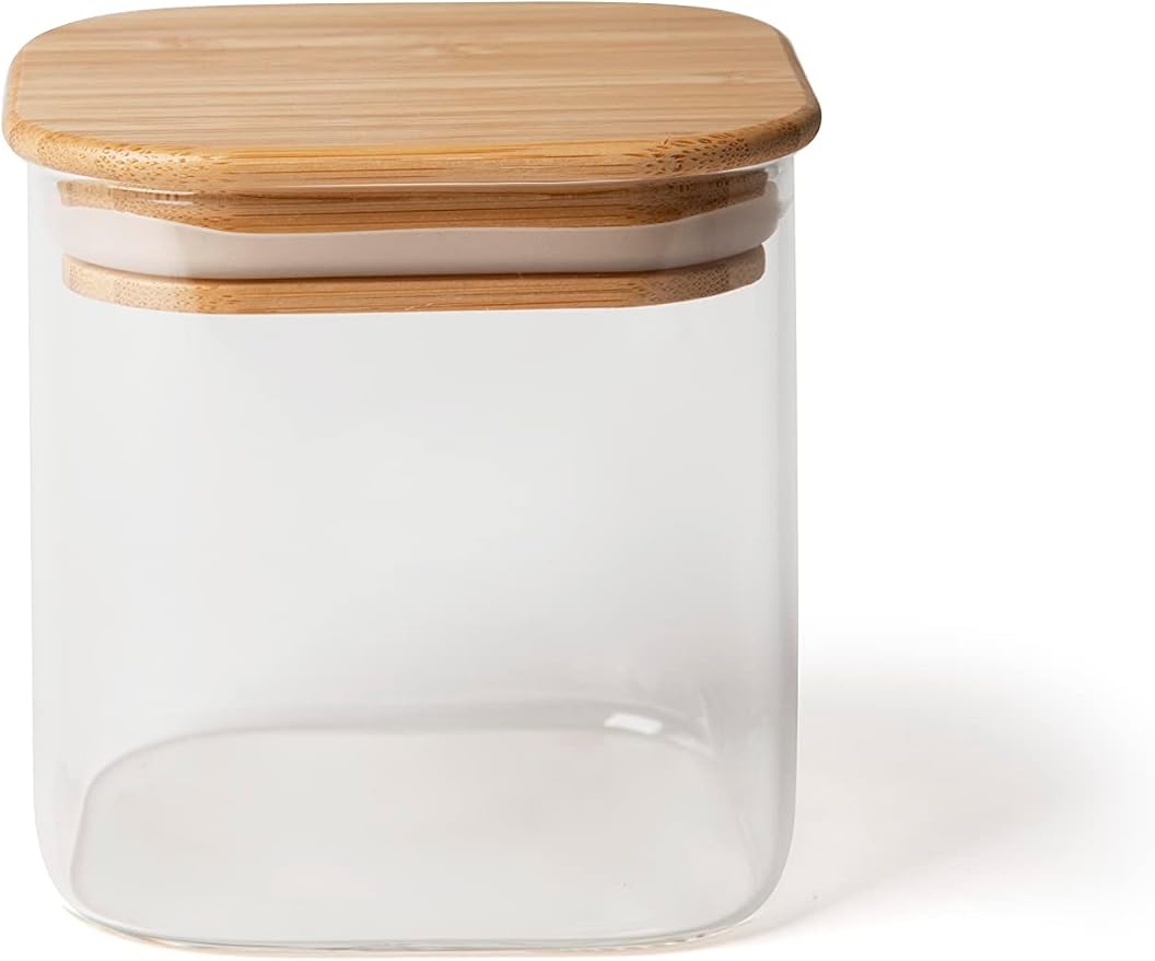 Excelsa Eco Living Jar with Lid in Bamboo, 800 Ml, Borosilicate Glass