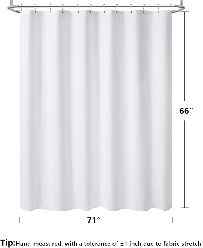 120GSM Ultimate Waterproof Fabric Shower Curtain Liner - TPU Lamination Technology with 3 Magnets,Machine Washable,71x66 Inch Soft Cloth Shower Curtain or Shower Liner,for Bathroom(White)