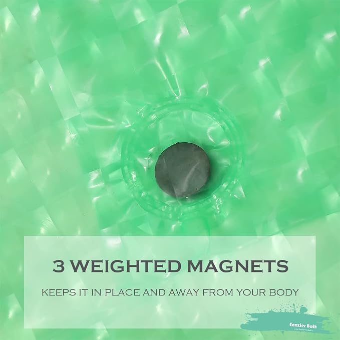 Green 3D Crystal Plastic Shower Curtain Liner, 72x72 Inch Thin Lightweight Ice Cube Plastic Bathroom Shower Showroom Inner Curtain with Rustproof Metal Grommet Holes and Weighted Magnets