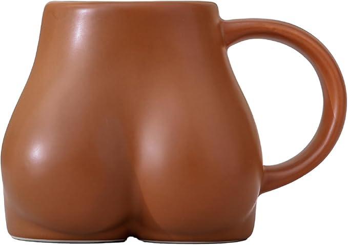 Creative and personalized handmade coffee cup, hip structure, natural, ceramic, mug water cup (Coffee color)