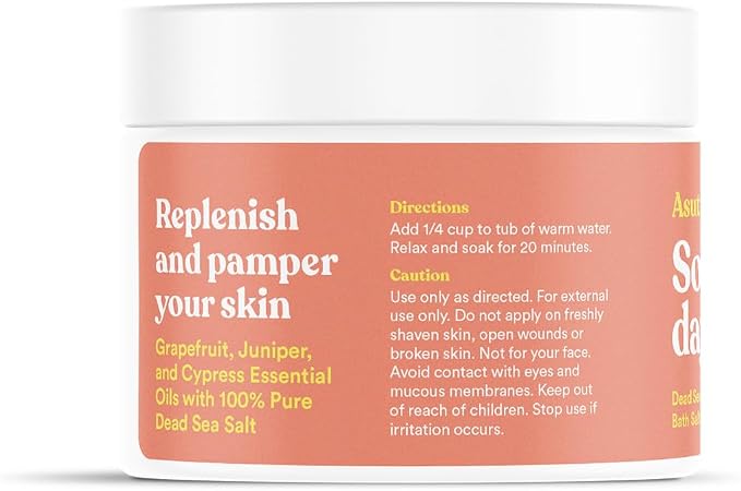 ASUTRA Dead Sea Bath Salts (Skin Rejuvenator), 16 oz - Soak in Rich & Vital Healing Minerals - Pamper & Soften Skin with Grapefruit, Juniper, & Cypress Essential Oils