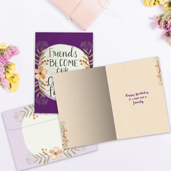 Tree-Free Greetings - Birthday Card - Artful Designs - 1 Card + Matching Envelope - Made in USA - 100% Recycled Paper - 5 x 7 - Chosen Family (GO65247)