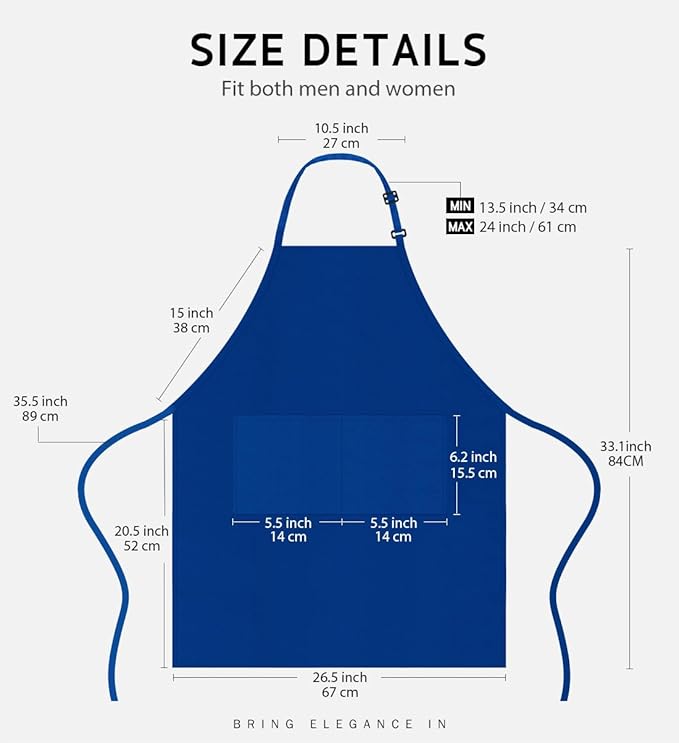 Syntus Apron for Men Women, Adjustable Cooking Kitchen Chef Aprons with 2 Pockets
