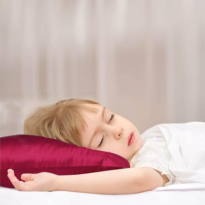 uxcell 1 Pack 100% Charmeuse Pure Silk Pillowcase for Hair and Skin, 350TC 19 Momme Soft Breathable Pillow Case with Hidden Zipper, Burgundy Silk Pillowcase Travel (14x20inch)
