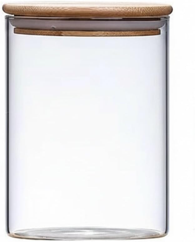 Borosilicate Glass Storage Jars with Bamboo Lids, Clear Kitchen Canisters for Pantry Organization of Dry Goods, Coffee, Tea, and Grains