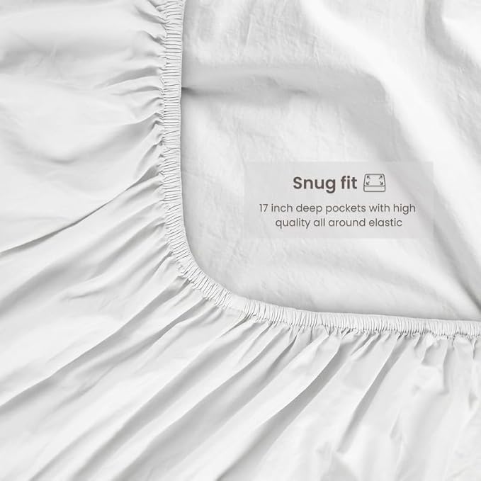 BIOWEAVES 100% Organic Washed Cotton Percale Weave Sheets Twin, GOTS Certified Sheets for Twin Size Bed, 17” Deep Pocket – 3 Piece Set, Frozen Dew