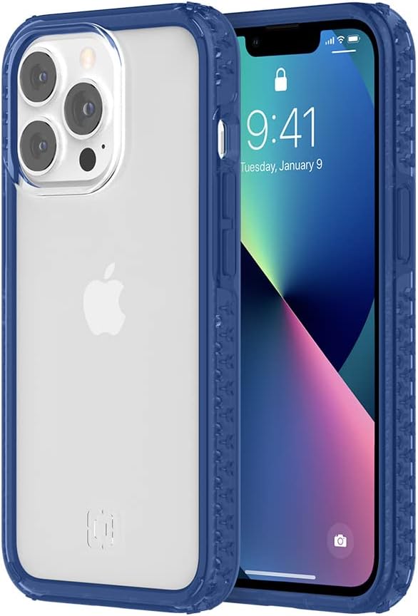 Incipio Grip Series Case for 6.1-Inch iPhone 13 Pro, Classic Blue/Clear