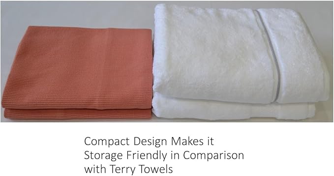 Waffle Bath Towel Pack of 2, 30.5x58 INCHES, 100% Natural Organic Cotton, GOTS Certified (Canyon Clay) Super ABSORBANT & Quick Dry, NO SOFTENERS, Environment Friendly