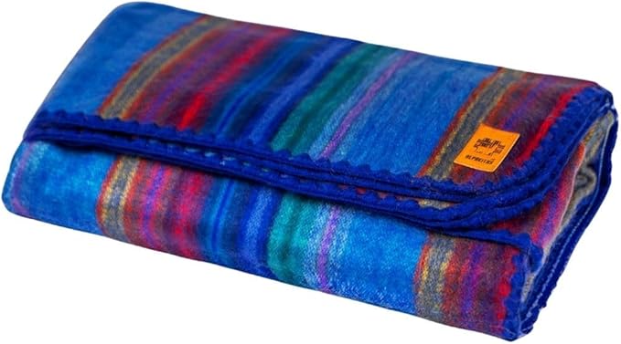 ALPAKITAS Alpaca Wool Blanket - Throw Size Bed Blanket - Alpaca Throw Blanket - Best Gift & Warm Blanket, Lightweight, Couch Blanket or Camp - Outdoor Blanket - 64 x 45 Inches (Blue & Purple)