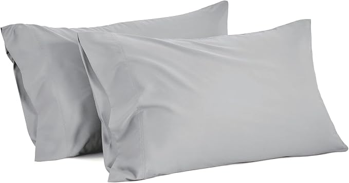 BEDELITE Pillow Cases Standard Size Set of 2, Rayon Derived from Bamboo, Cooling Pillow Cases for Hot Sleepers & Night Sweats, Breathable and Silky Soft Envelope Pillowcases(Silver Grey, 20"x26")